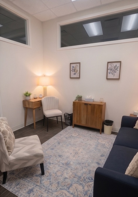 Calm therapy room for self-esteem counselling in Calgary SW