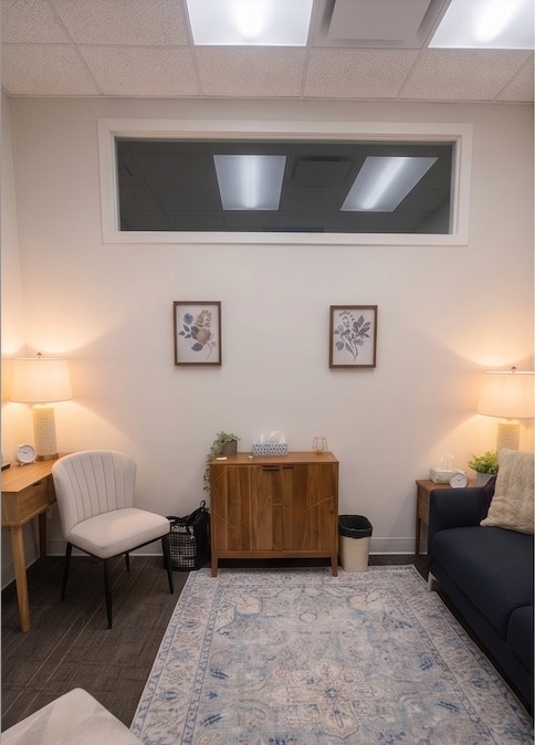 Warm, calm therapy space in Calgary